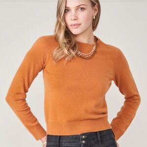 Spartina Rust Pumpkin Crew Neck 100% Cashmere Sweater S